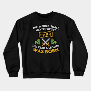 1983 The Year A Legend Was Born Dragons and Swords Design (Light) Crewneck Sweatshirt